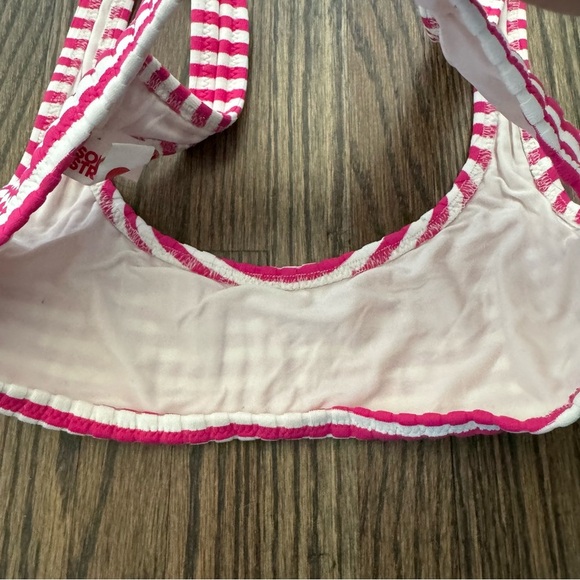 Solid & Striped Elle Ribbed Bikini Top in Fuchsia Stripes size medium - Picture 4 of 5